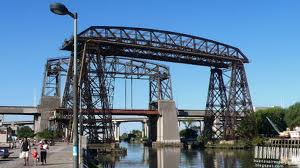 Trasborador Bridge in La Boca a few blocks away from the Caminito Street and home of the Boca Juniors Football club)